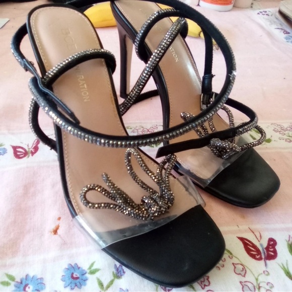 BCBGeneration Black and Silver Embellished Heels - Picture 1 of 4